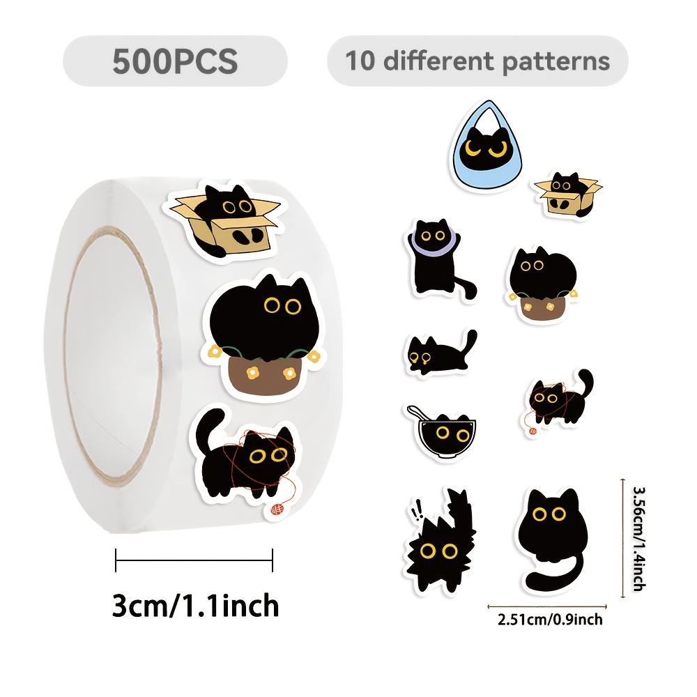 Kids Toys Names - 500Pcs Cartoon Cat Roll Stickers DlY