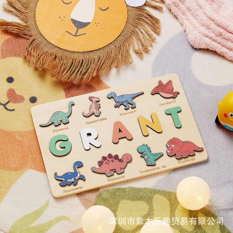 Wooden Dinosaur Name Puzzle Bo - Kids Toys Names ulasan dan harga