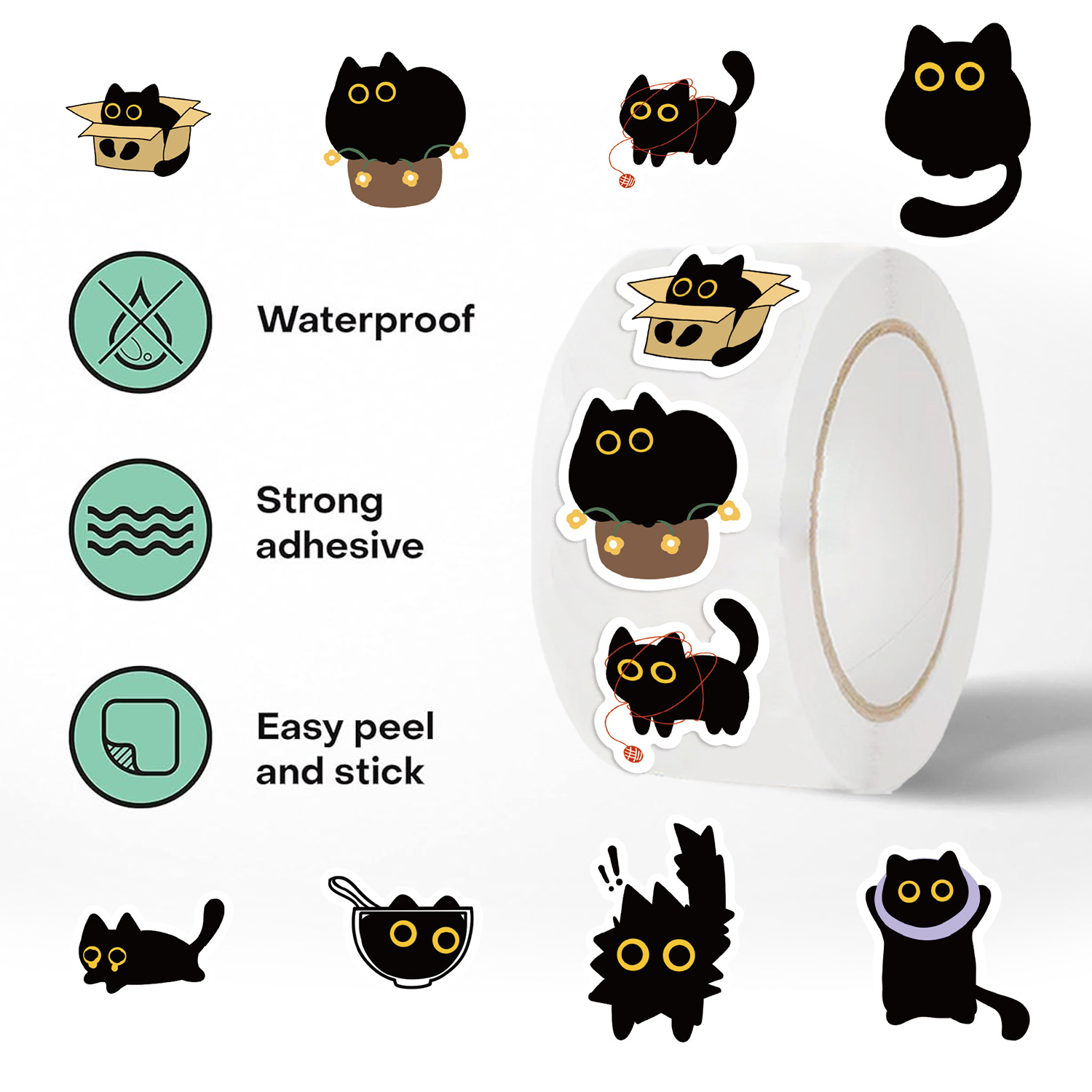 100-500Pcs Cartoon Cat Roll St - Kids Toys Names ulasan dan harga