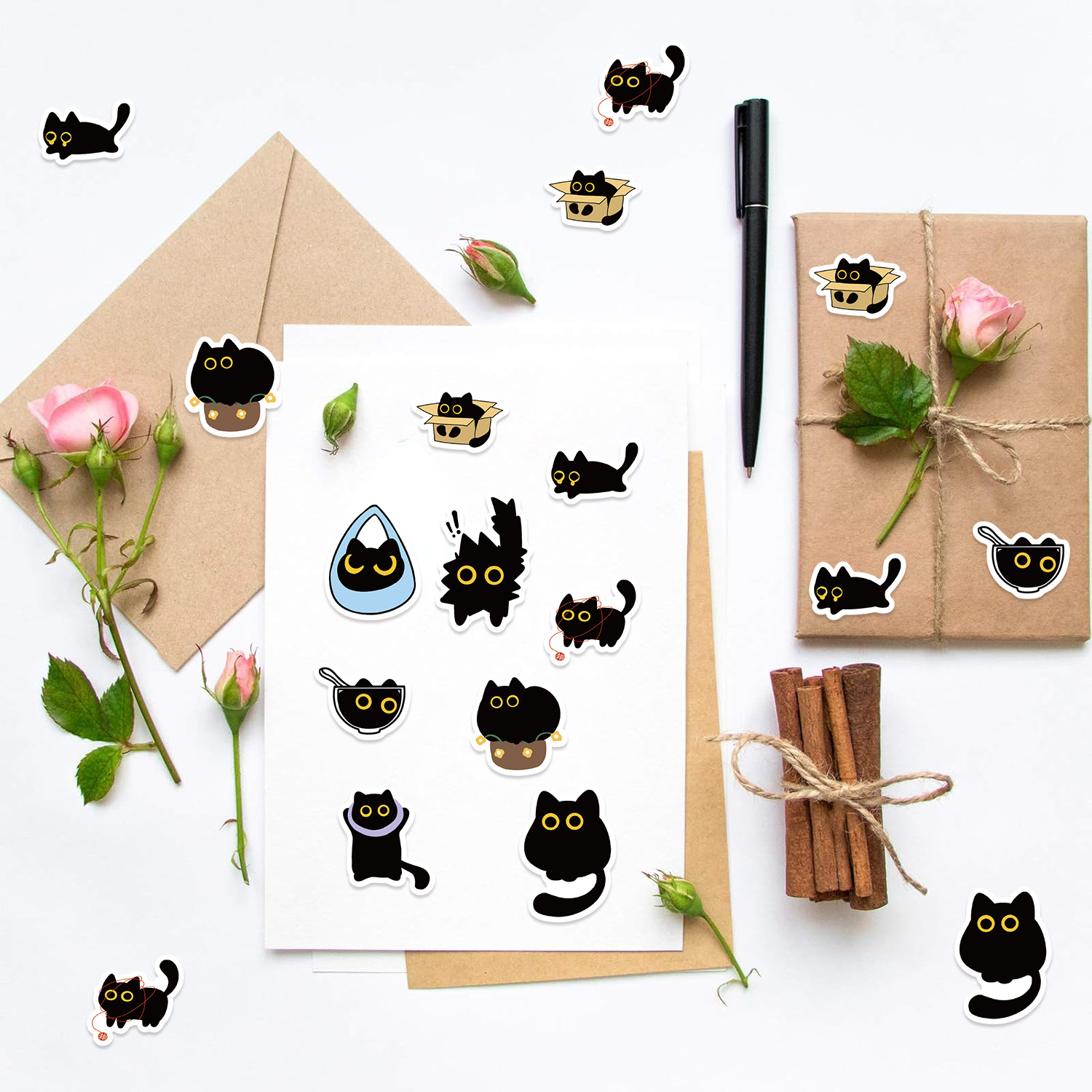 100-500Pcs Cartoon Cat Roll St - Kids Toys Names ulasan dan harga
