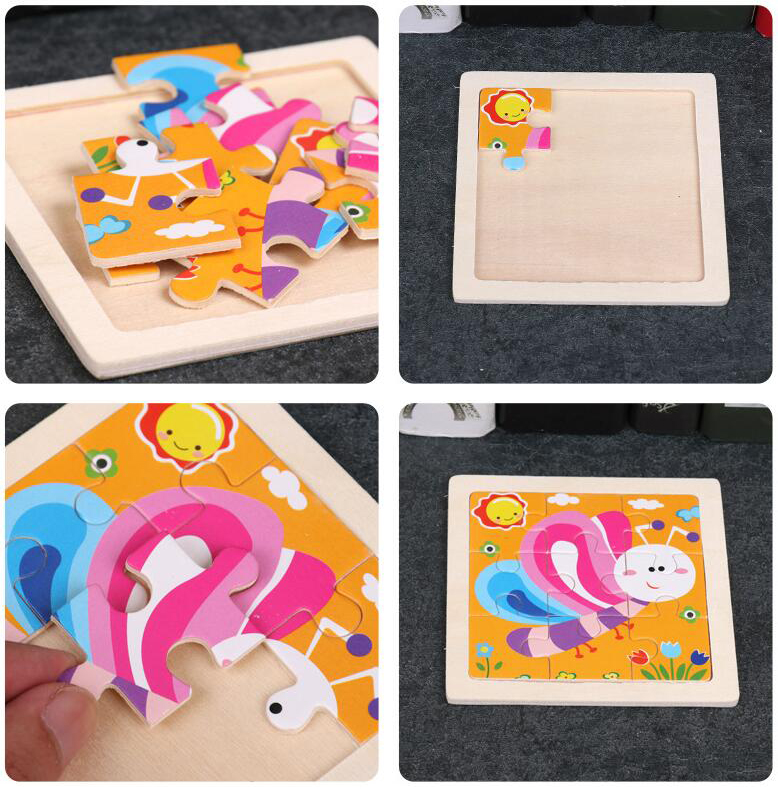 4PCS/lot 3D Wooden Jigsaw Puzz - Kids Toys In Wholesale ulasan dan harga