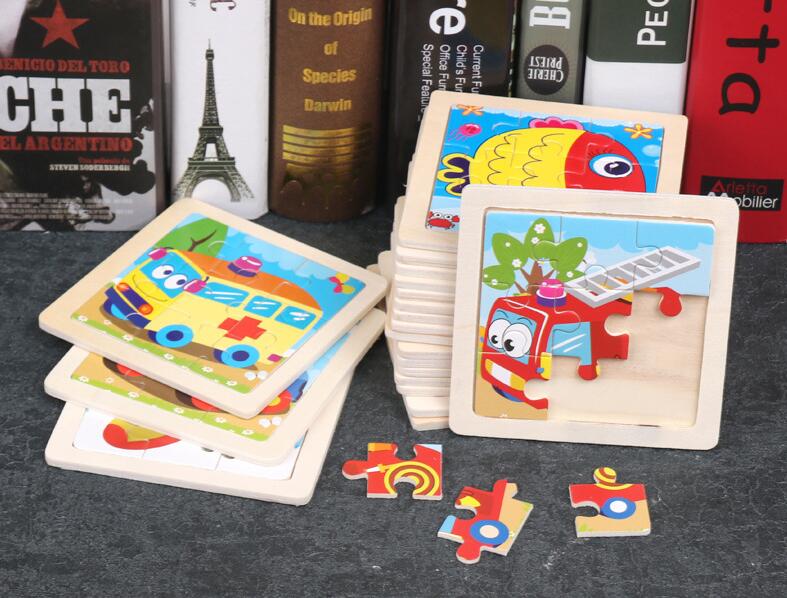 4PCS/lot 3D Wooden Jigsaw Puzz - Kids Toys In Wholesale ulasan dan harga